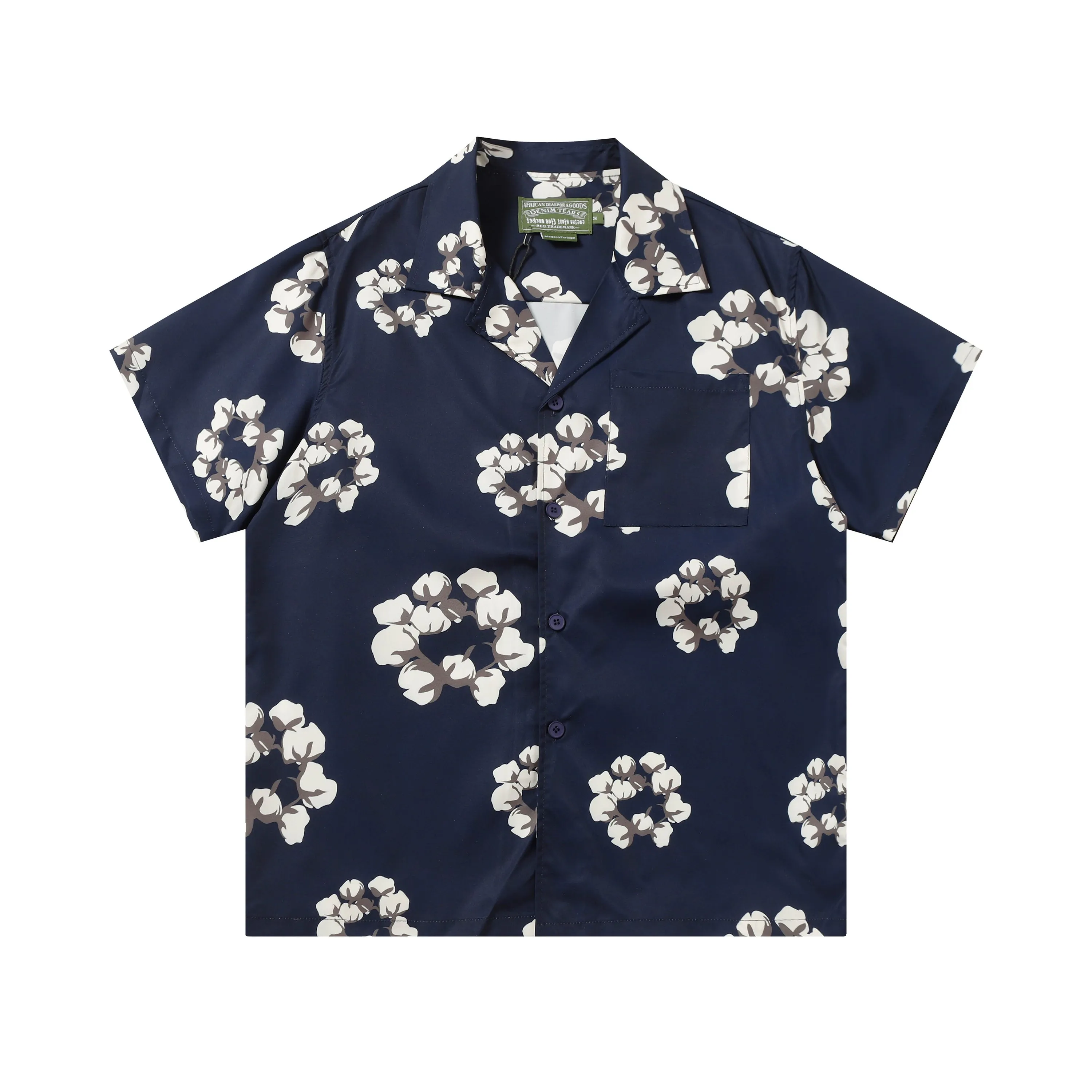 385 DENIM TEARS Kapok European and American trendy brand high-quality shirt 🏖Set Color Black Gray Red Yellow Green Royal Blue Pink Peacock Blue Size S-XL